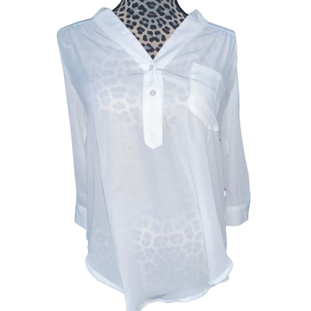 White Sheer Womens Blouse Size M